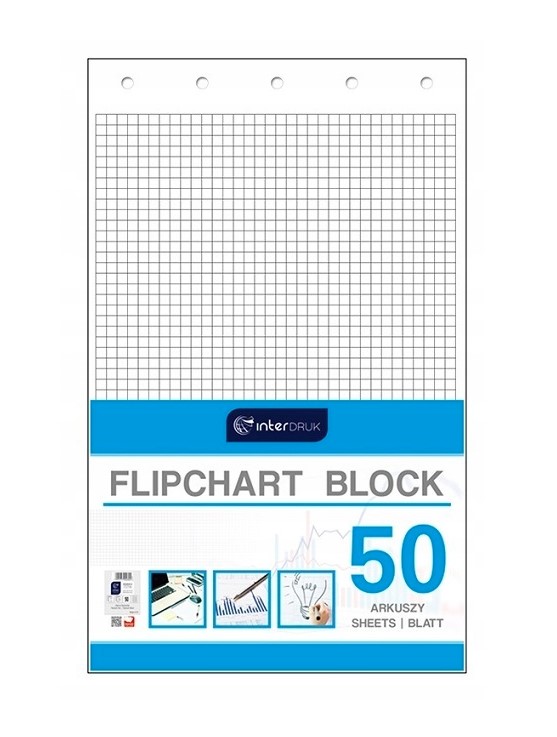 Blok do flipchartów A1, w kratkę, 50 kartek,  Interdruk